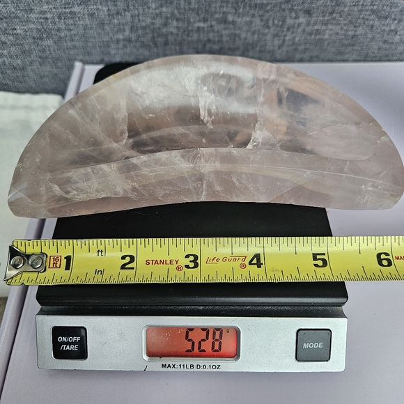 Rose Quartz Moon Dish Crystal - Picture 3 of 3
